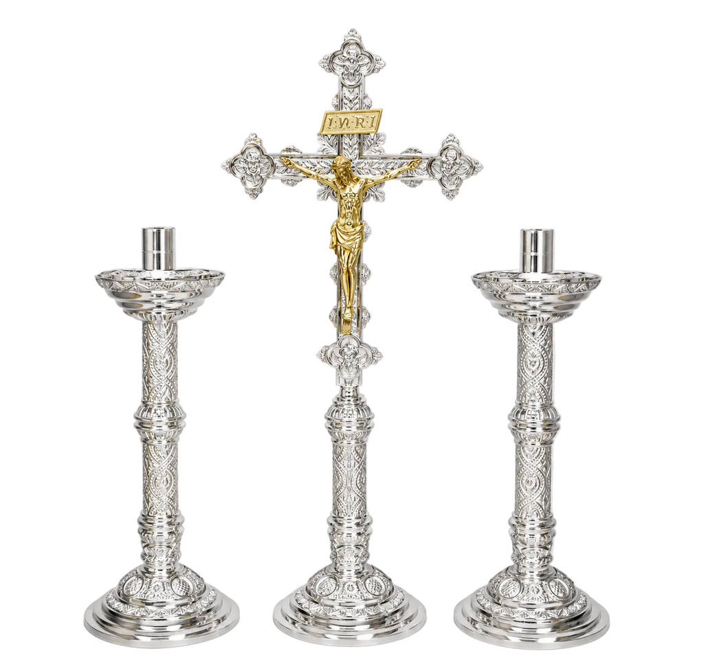 H-98ACSHS Short Silver Plated Altar Crucifix