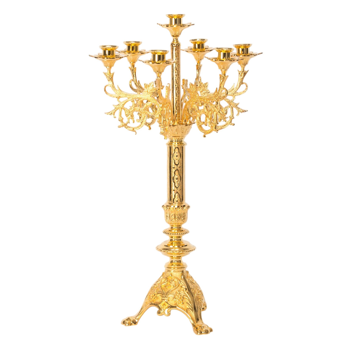 H-144G Gold Plated Cathedral 7 Light Candelabra