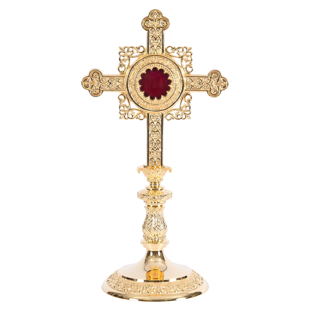 H-171G Gold Plated Cross Reliquary