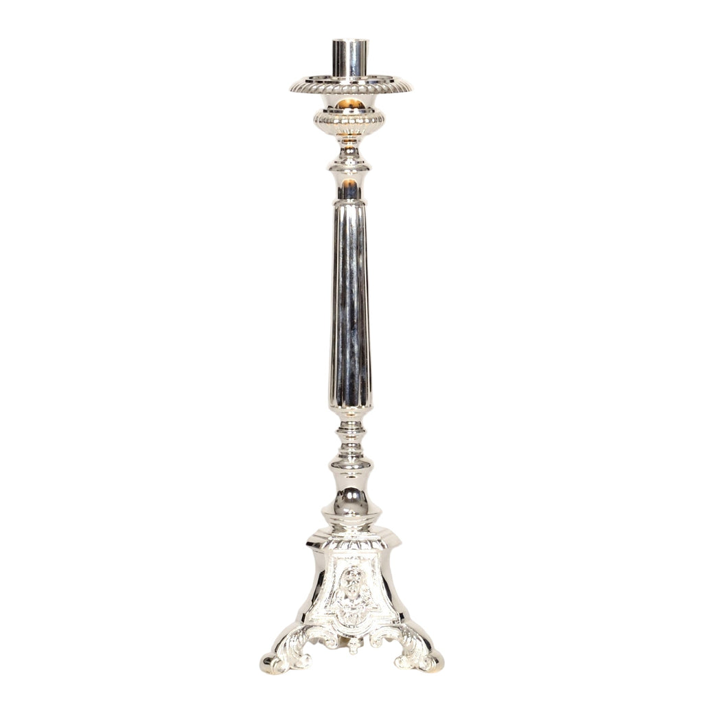 H-175S Silver Plated Holy Family Candlestick