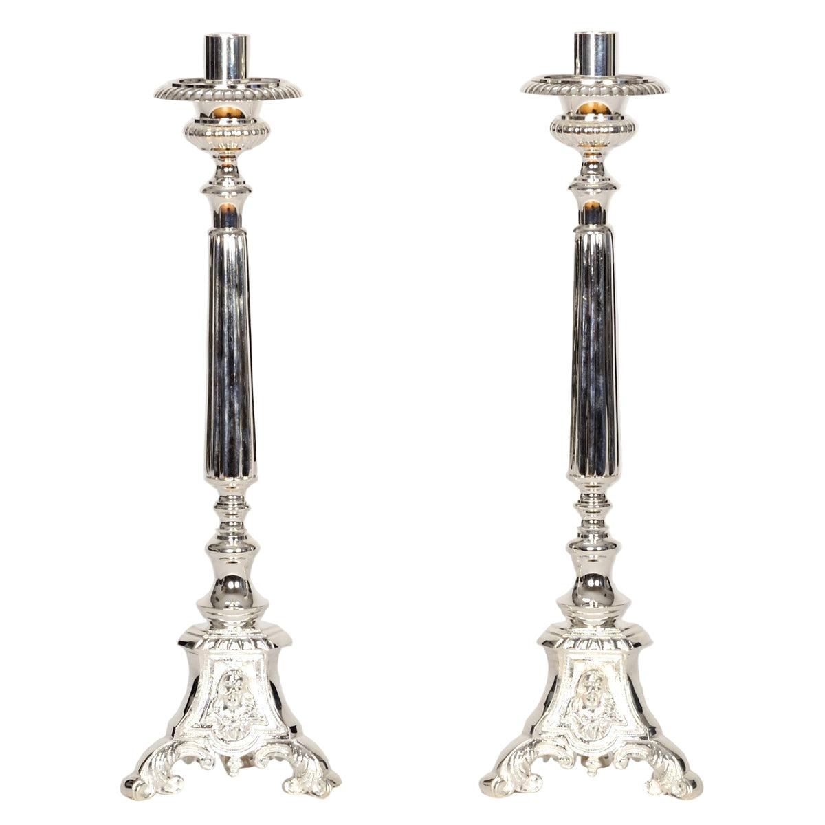 H-175S Silver Plated Holy Family Candlestick