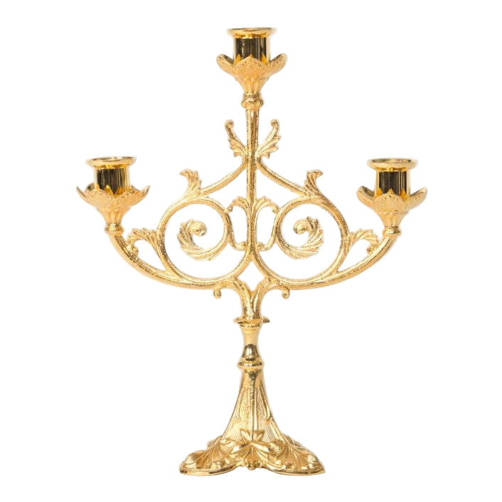 H-181G Gold Plated 3 Light Candelabra