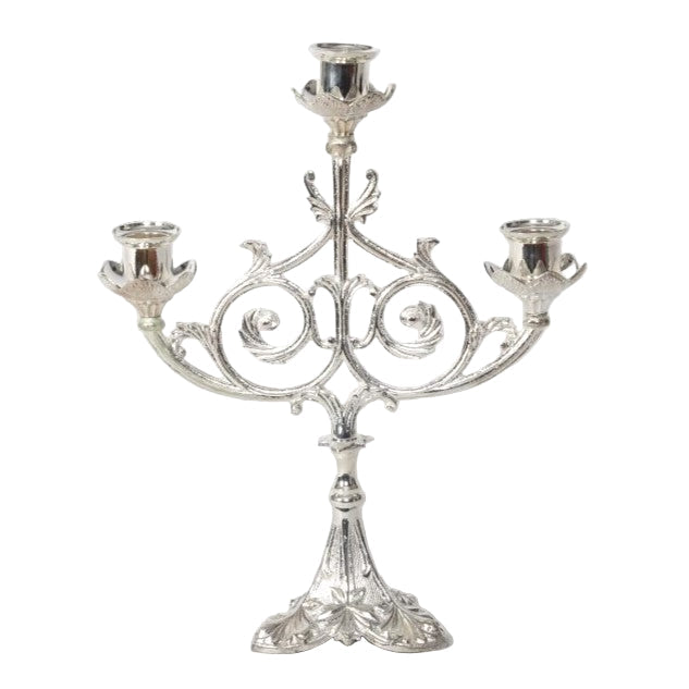 H-181S Silver Plated 3 Light Candelabra