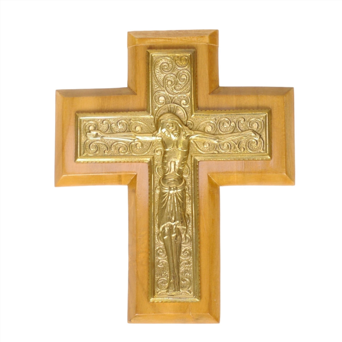 H-215B Byzantine Wall Crucifix on Wood Backplate