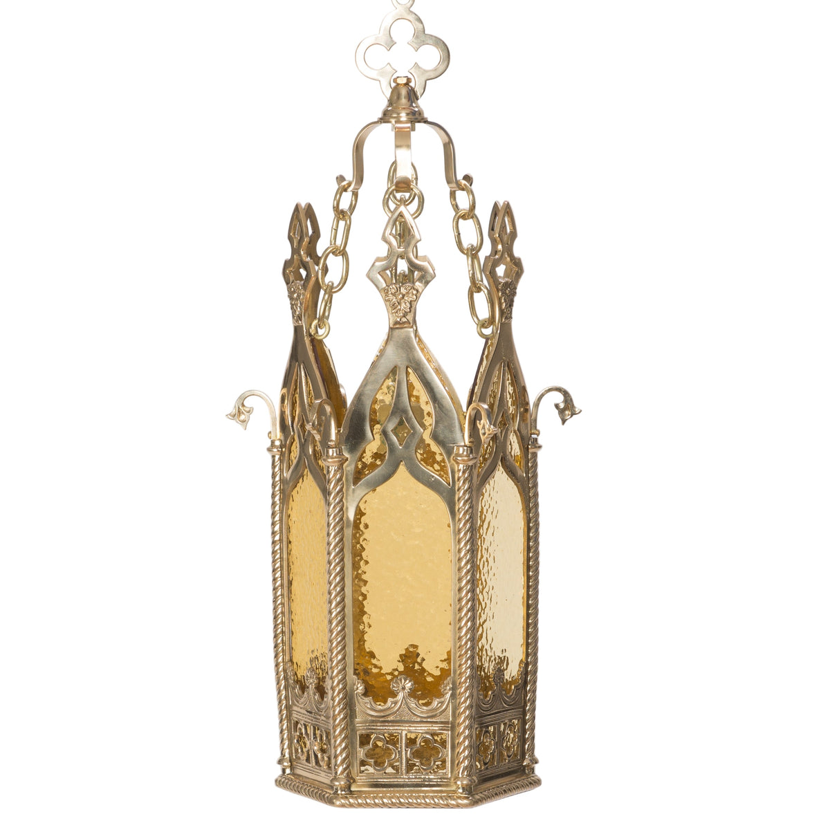 H-247 Large Gothic Hanging Brass Light Fixture