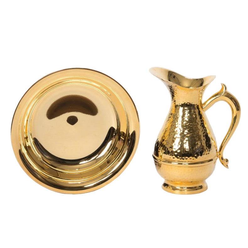 H-314GHAM Gold Plated Hammered Ewer and Basin, Lavabo Set