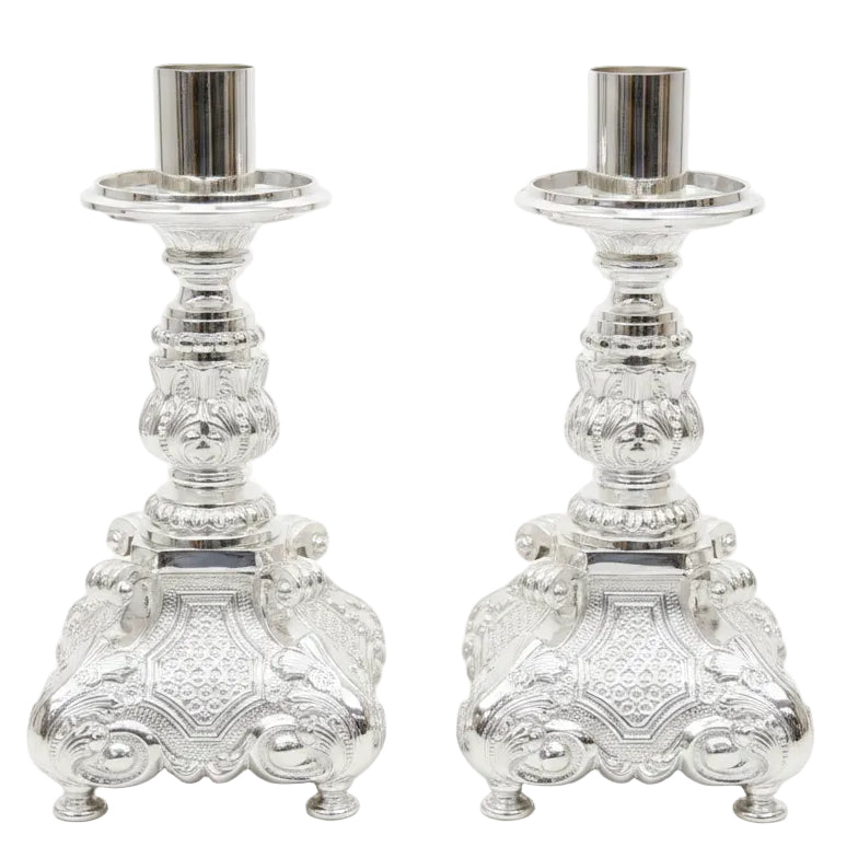 H-373S Silver Plated Short Altar Candlestick