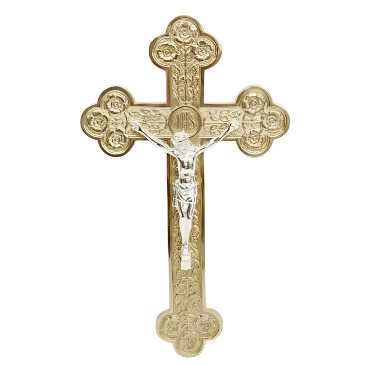 H-392 Brass Wall Hanging Crucifix, Altar Crucifix