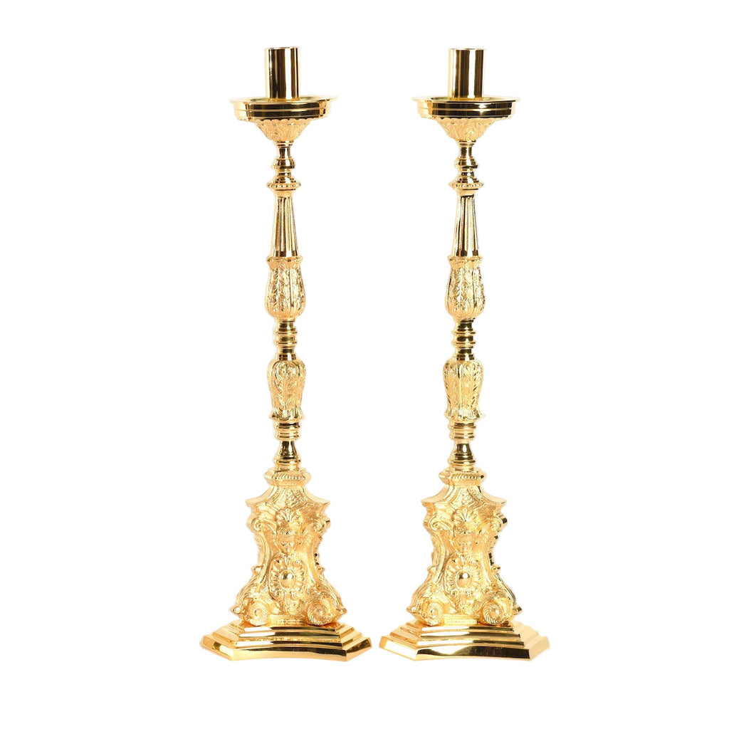 H-394G Gold Plated Altar Candlestick