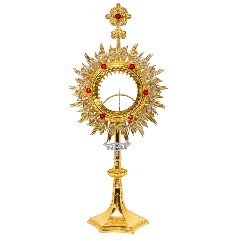 H-210LHS Large Host Monstrance with Luna, Silver Accents