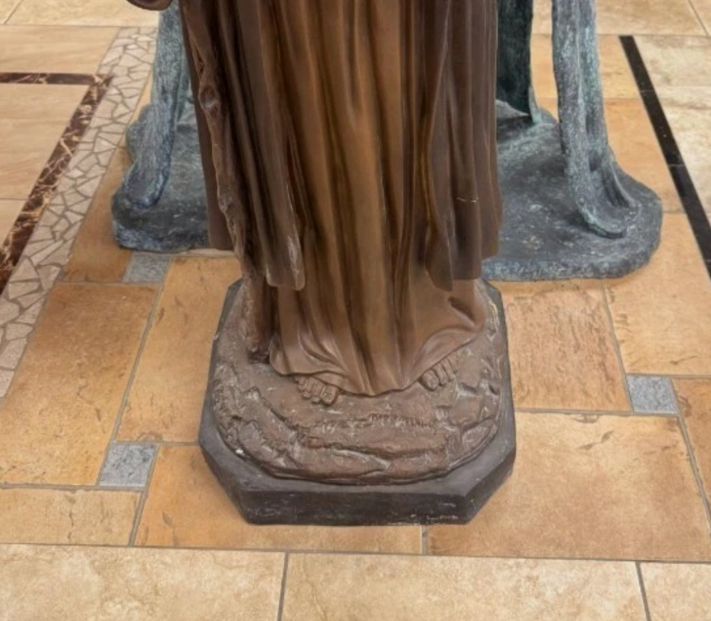 60" Bronze Christ the Good Shepherd, detail