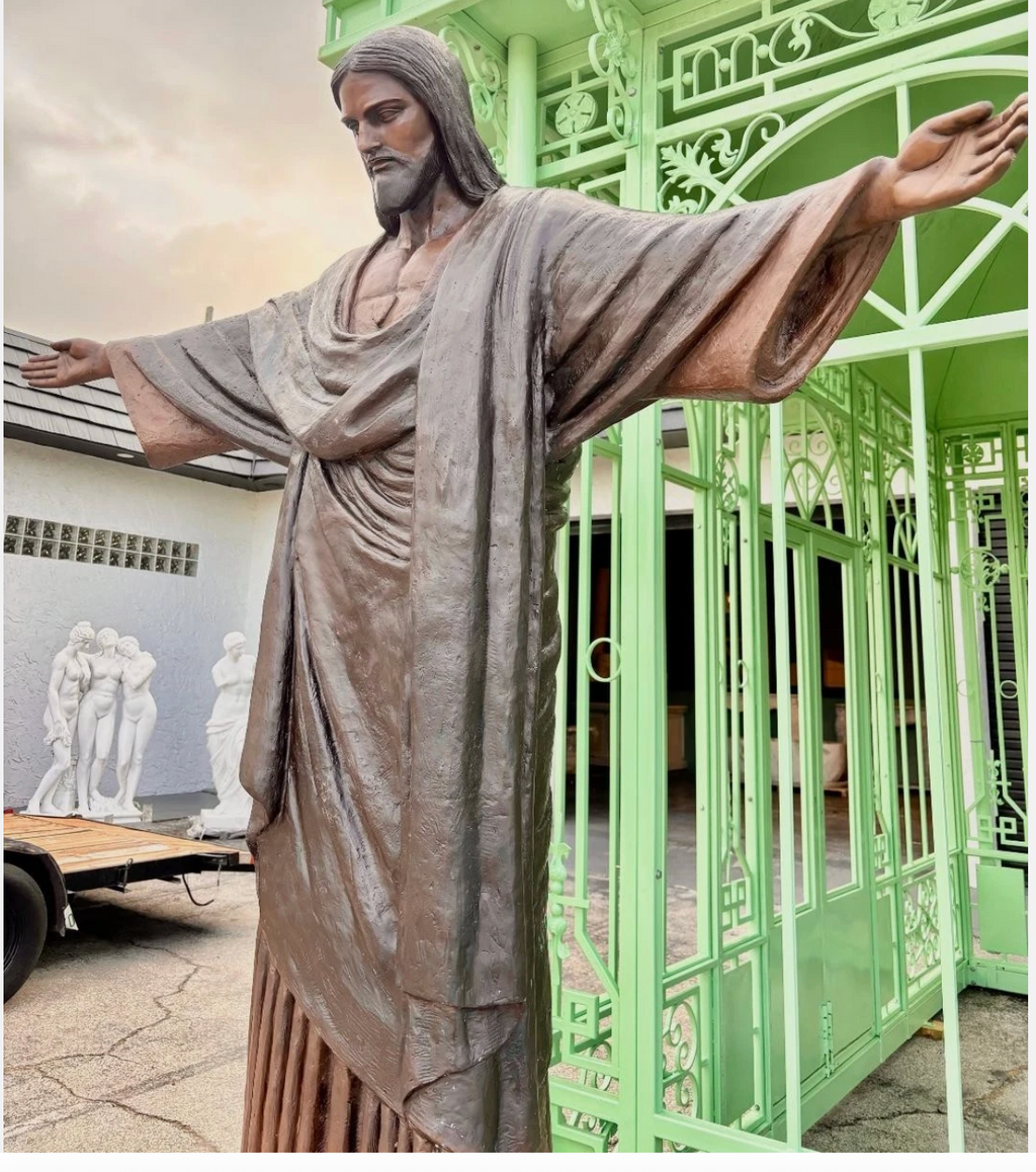 Welcoming Christ w/ Marble base, detail