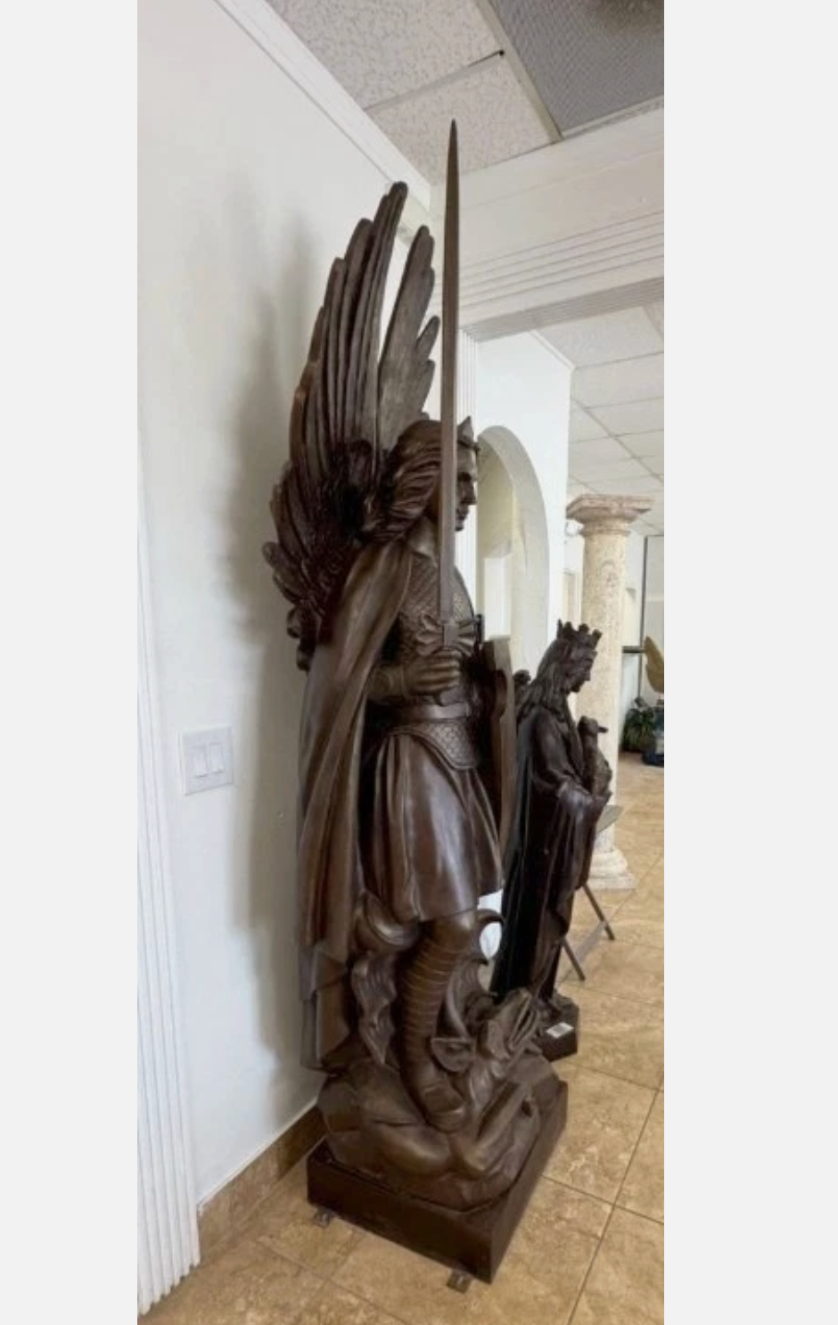 Set of Bronze Angels St Michael and St Gabriel in Bronze 93"