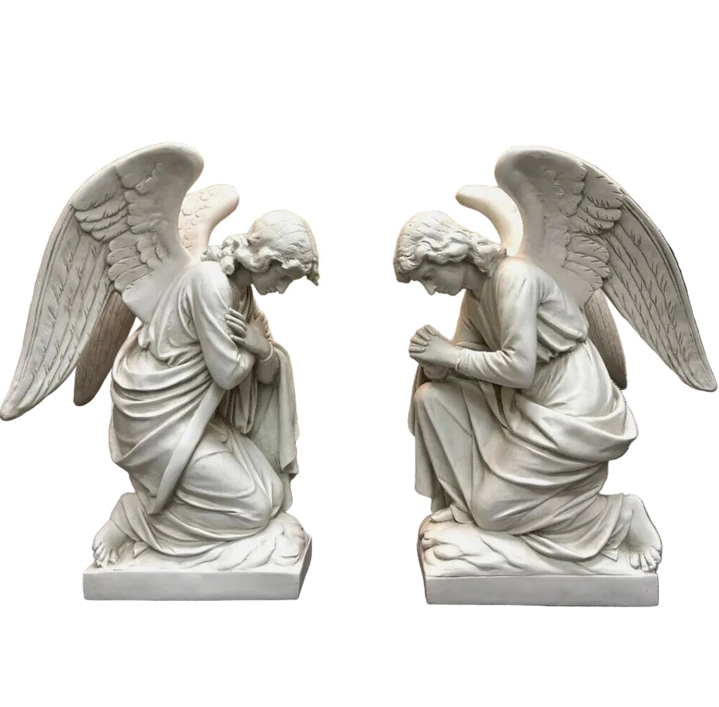 Pair of Fiberglass Kneeling Angels (Heads Down)