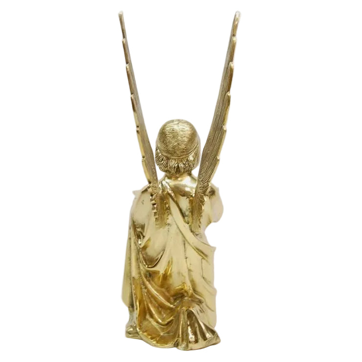 Large Cast Brass Kneeling Angel Figure