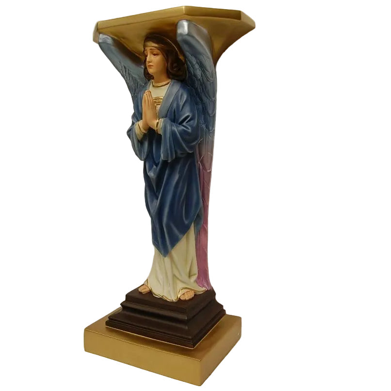 Hand Painted Praying Angel Pedestal, Credence Table