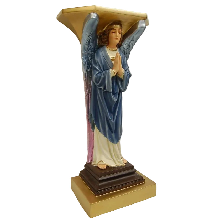 Hand Painted Praying Angel Pedestal, Credence Table