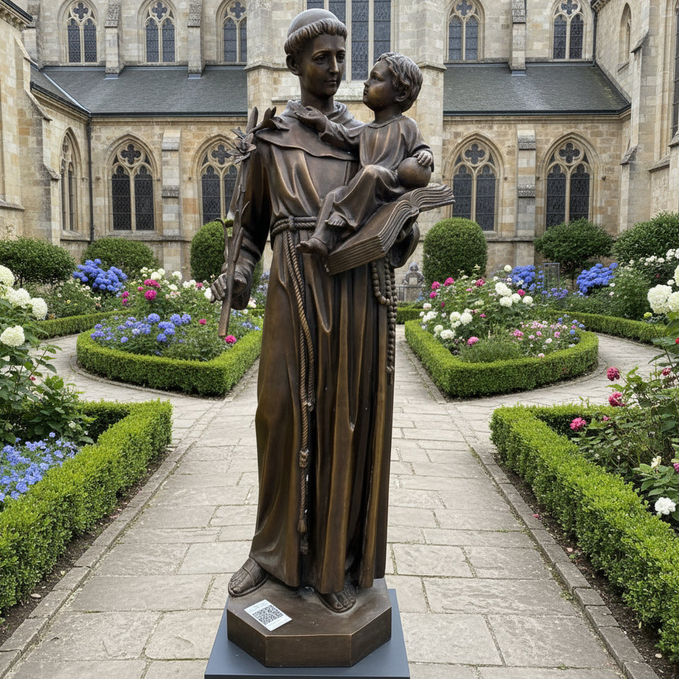 Bronze Statue of St. Anthony with Child Jesus