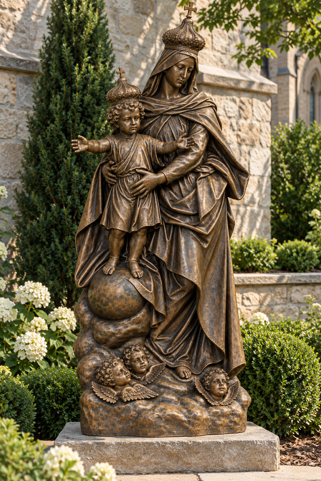 60" Our Lady of Victories in Real Bronze