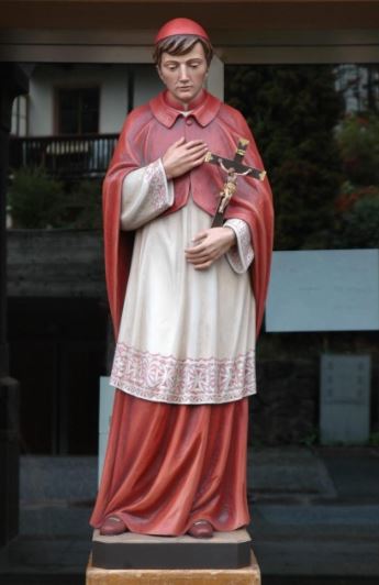 Wood Carved Statue of St. Charles Borromeo