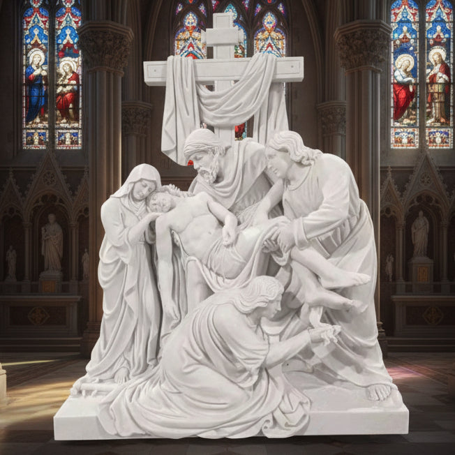 Large Marble Statue of Jesus Being Taken off the Cross