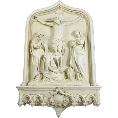 Crucifixion Scene Wall Relief 64 inch, white finish