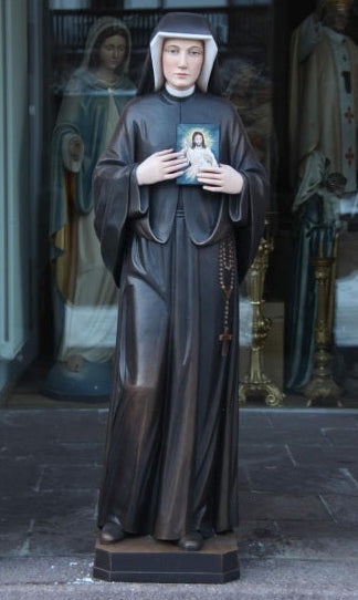 Wood Carved Statue of St. Faustina Kowalska