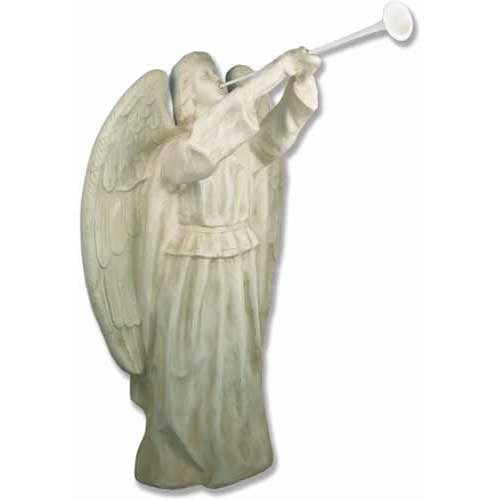 Floating Angel with Horn 59 inch statue, white finish