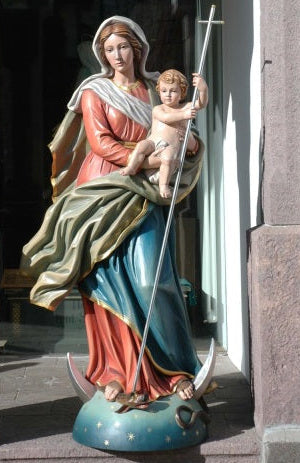 Wood Carved Statue of Madonna with Child (FSMC18)
