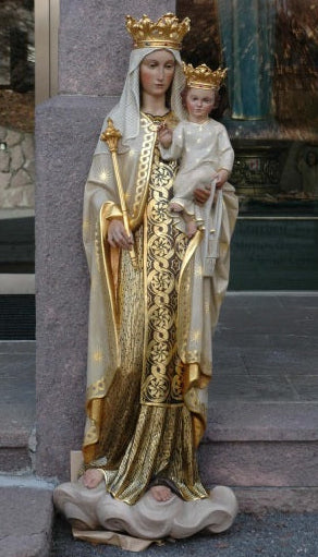 Wood Carved Statue of Madonna with Child (FSMC21)