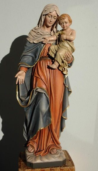 Wood Carved Statue of Madonna and Child (FSMC22)