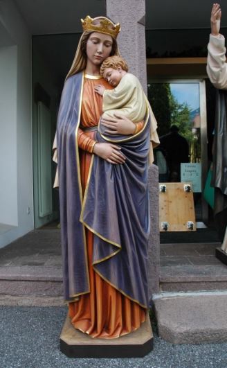 Wood Carved Statue of Madonna with Child (Seat of Wisdom) (FSMC23)