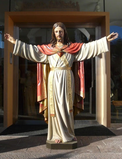 Wood Carved Statue of Sacred Heart of Jesus (FSSH05) Fynders Keepers