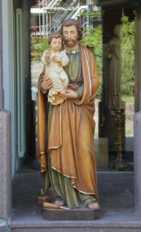 Wood Carved Statue of St. Joseph with Child (FSSJ03)