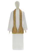 Gold patterned silk Roman chasuble, matching stole