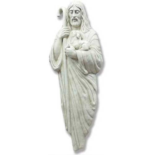 Good Shepherd with Lamb and Staff 66 inch statue, white finish