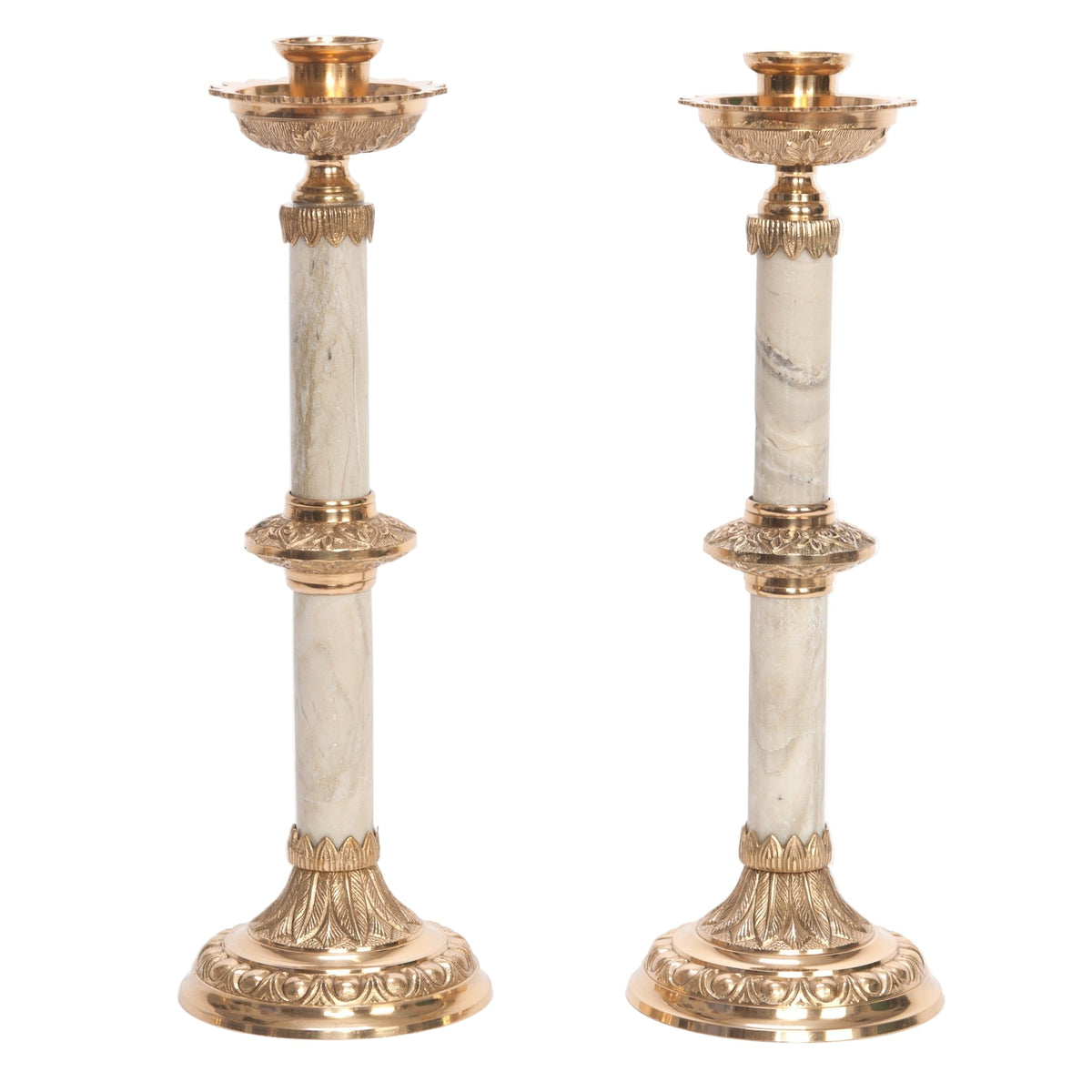 H-107 Gorgeous Marble Smaller Candlesticks 11.5" Fynders Keepers