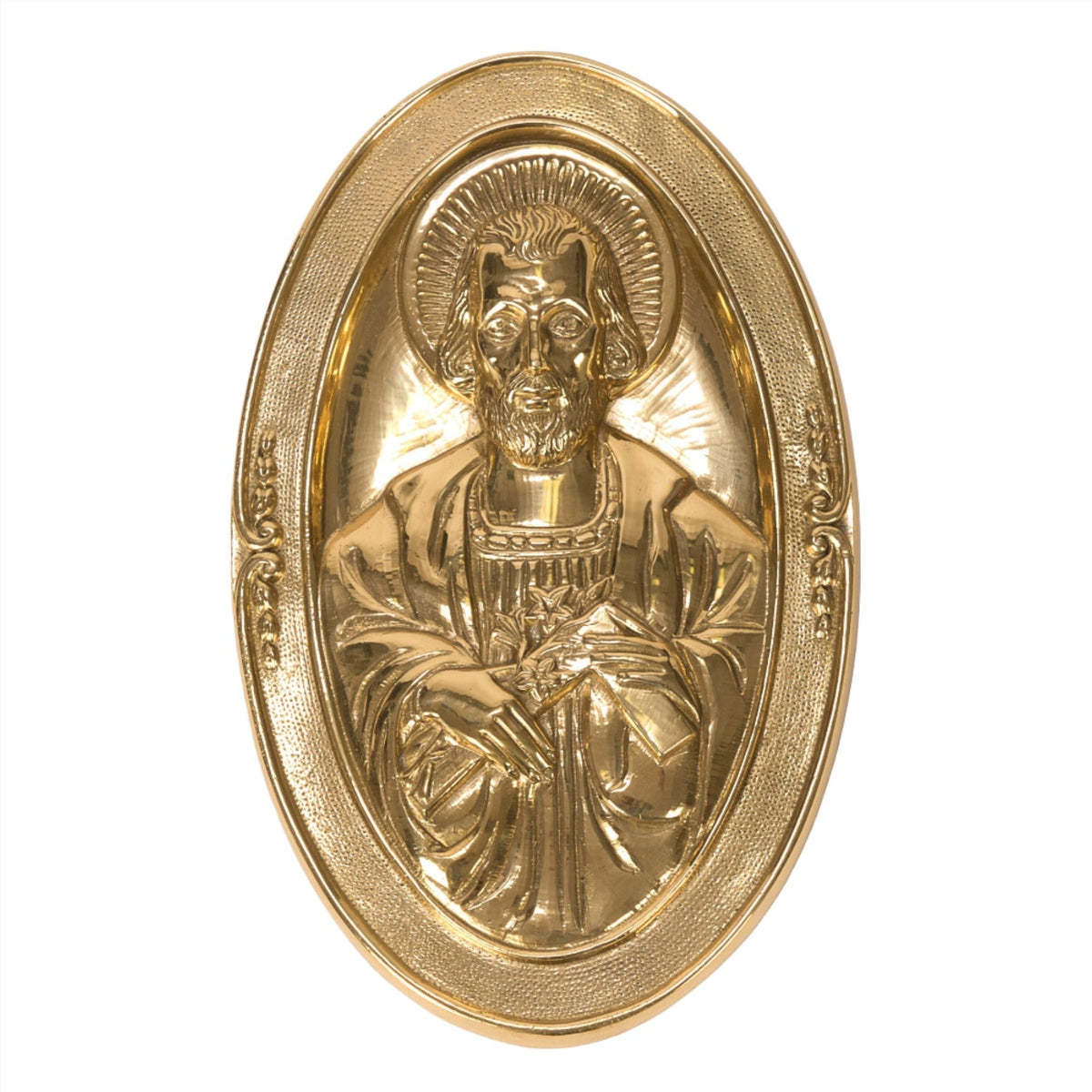 H-268 Large Saint Joseph Wall/Altar Plaque in Solid Brass Fynders Keepers