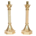 H-361 Marble and Brass Candlestick 12.5 Fynders Keepers