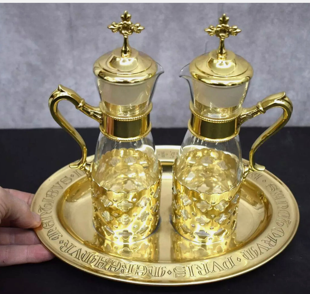 H-412 Brass Cruet Set with Tray Fynders Keepers