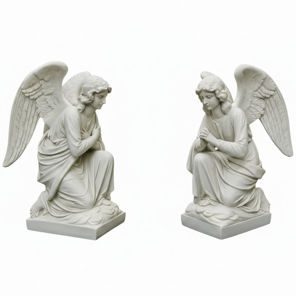 Pair of Fiberglass Kneeling Angels (Heads Up)