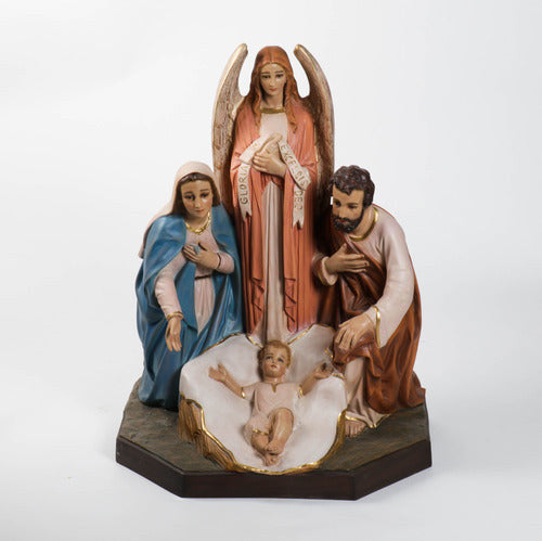 Holy Family with Angel 38 inch statue, color finish