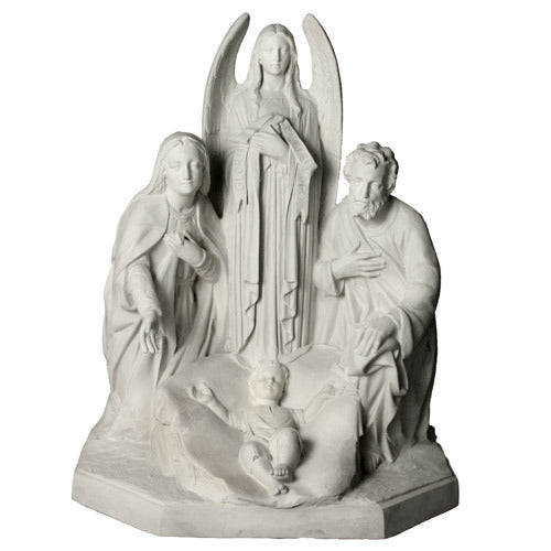 Holy Family with Angel 38 inch statue, white finish
