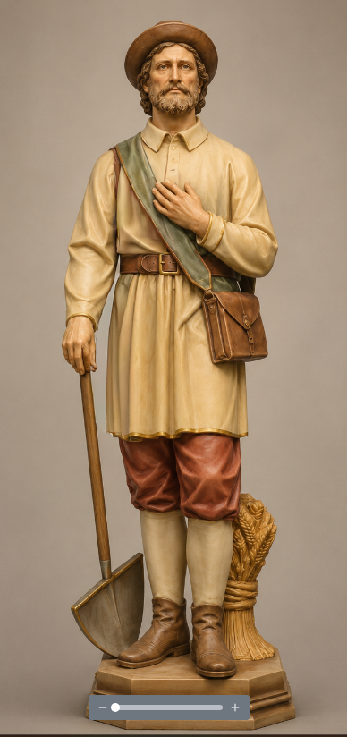 Wood Carved Statue of St. Isidore the Farmer