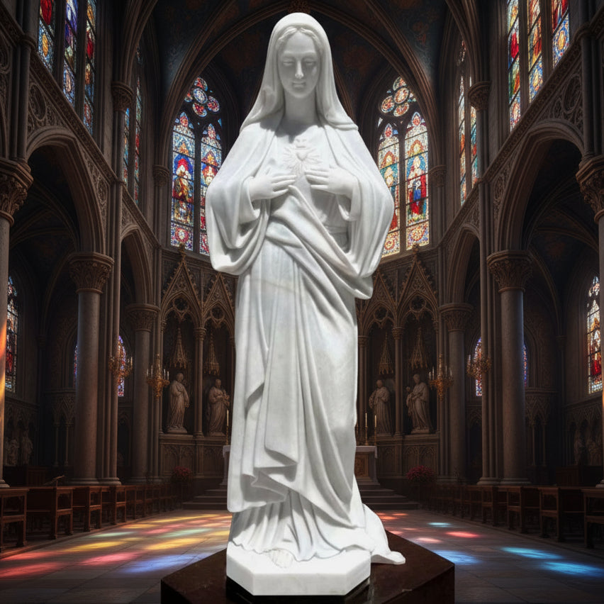 Marble Statue of The Immaculate Heart of Mary