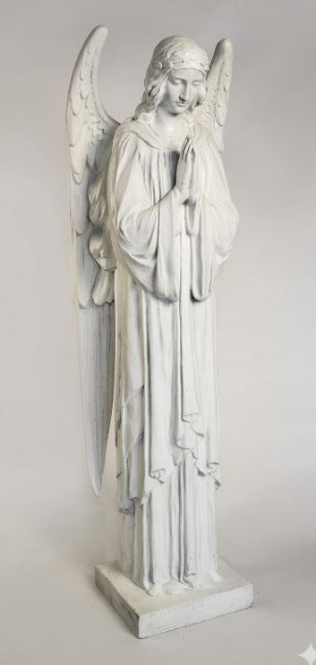Life-Size Nativity Adoring Angel 64 inch statue, white finish