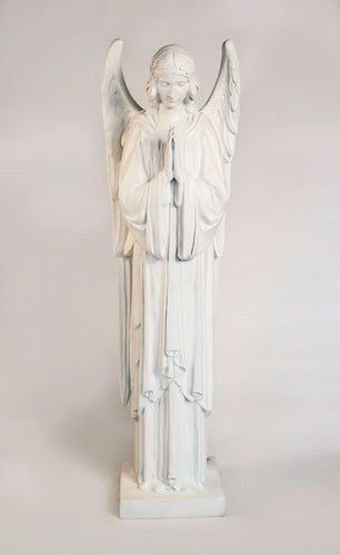 Life-Size Nativity Adoring Angel 64 inch statue, white finish
