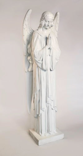 Life-Size Nativity Adoring Angel 64 inch statue, white finish