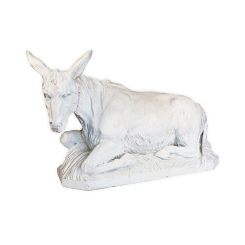 Life-Size Nativity Donkey 64 inch long statue, white finish