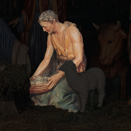 Life-Size Nativity Kneeling Shepherd 42 inch statue, color finish
